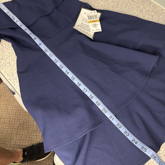 NWT B Darlin Juniors Ruffled Off-the-Shoulder Dress Navy 3 4 New Prom Homecoming - Picture 10 of 10